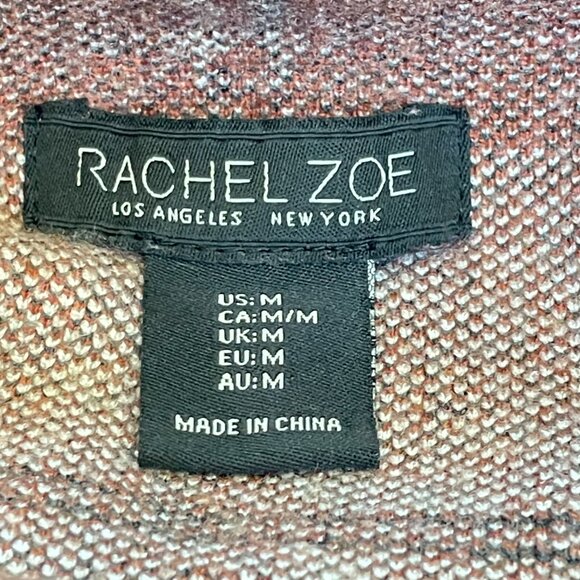 Rachel Zoe Plaid Mock Neck Sweater Rust Ivory Long Sleeve Women’s Medium Twee - Picture 5 of 12